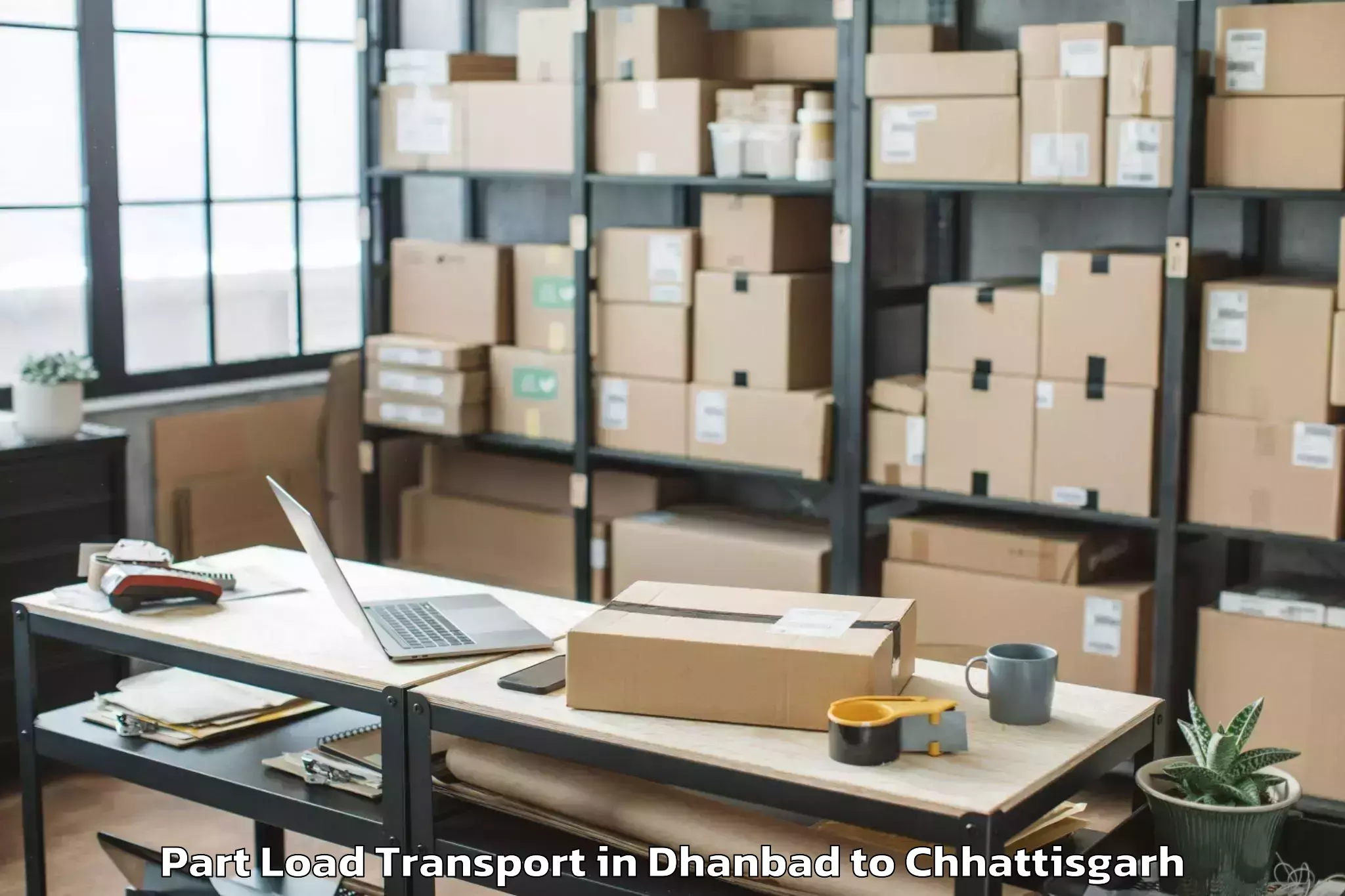 Book Dhanbad to Bishrampur Part Load Transport Online